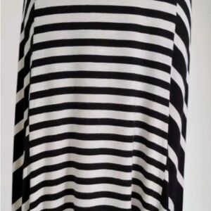 Women’s Chico's Black & White A-Line Hi-Lo Hem Midi Stretch Skirt Elastic Waist